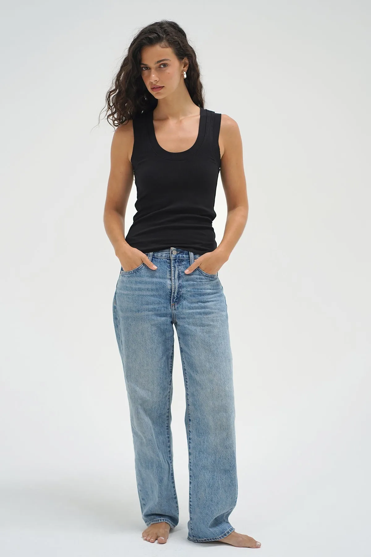 Double Layer Ribbed Scoop Tank - Black River Core Timeless Skirt