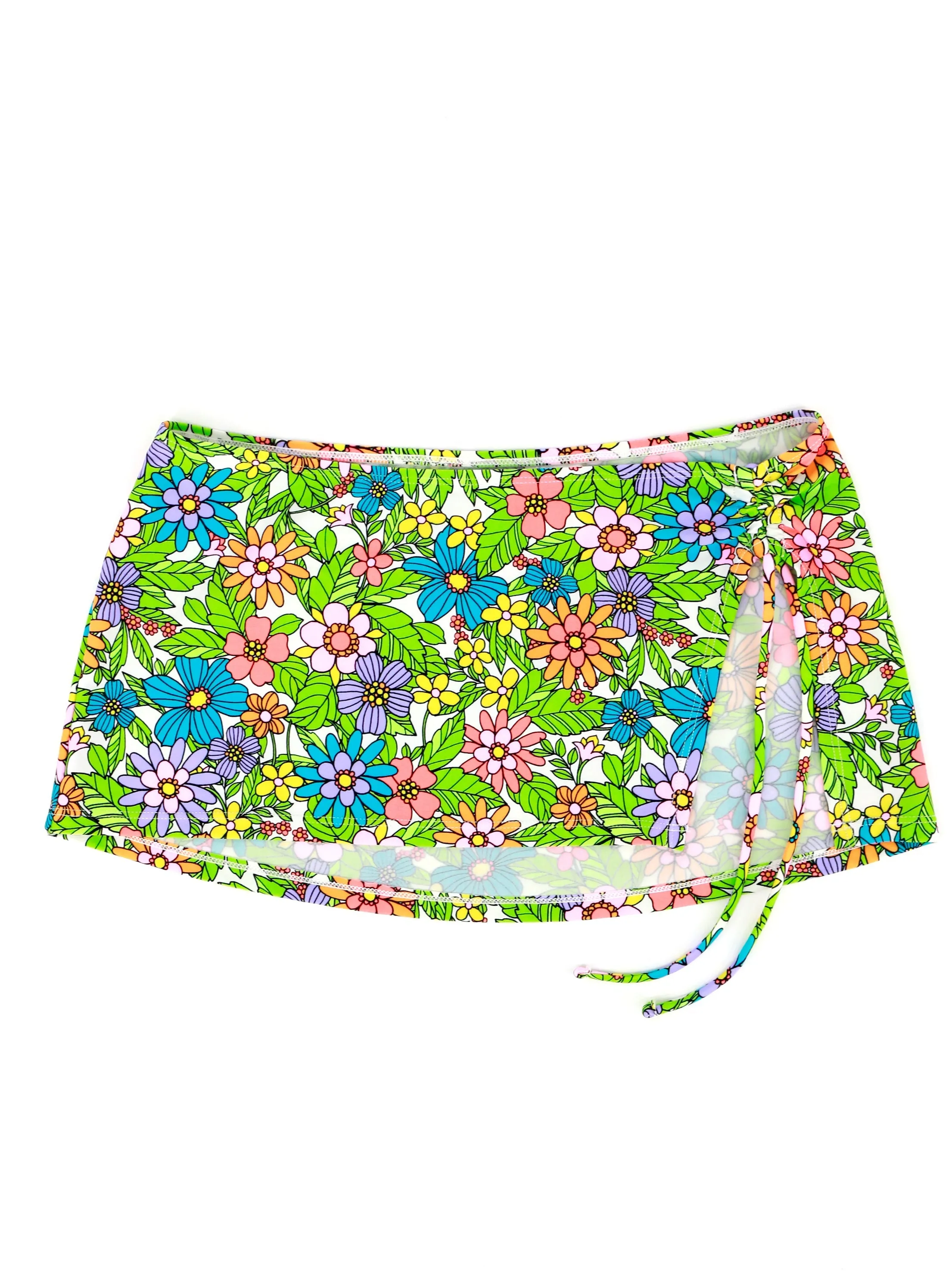 StretchFree OdorResistant Women's Floral Printed Ruched Side Cover Up Skirt,Multi