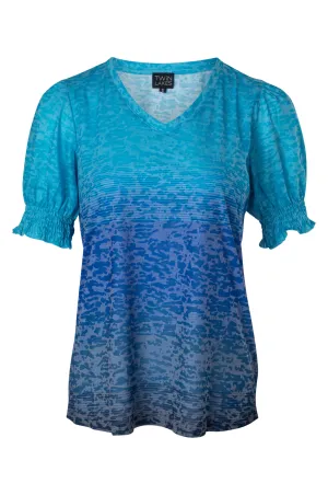 Move Fast Soft Fabric Burnout Top with puff sleeve | BLUES HORIZON | 6055A1