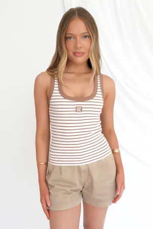 Velvet Soul Wind Glow Beau Rib Tank Brown Stripe
