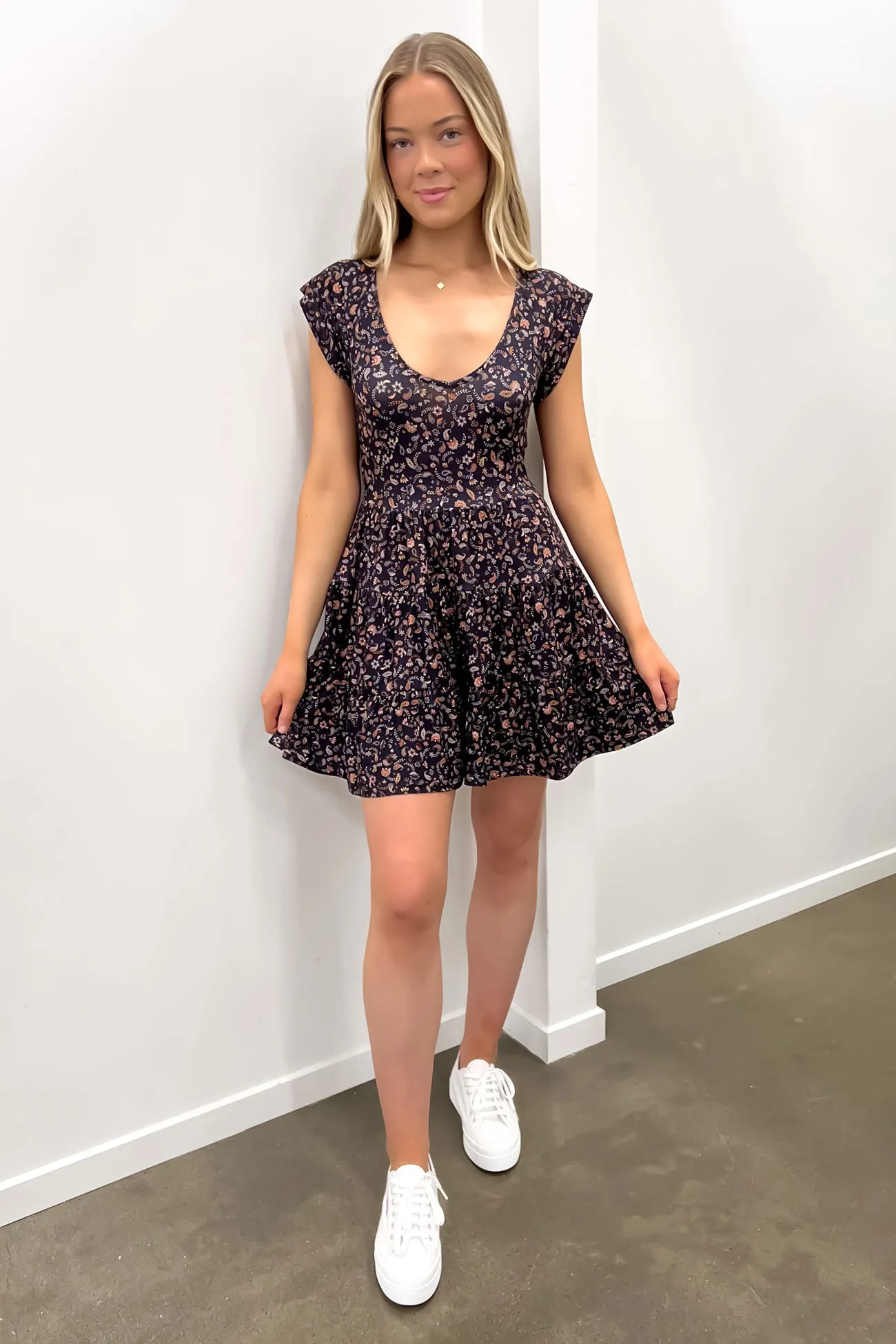 Silky Drape Pip Mini Dress Print