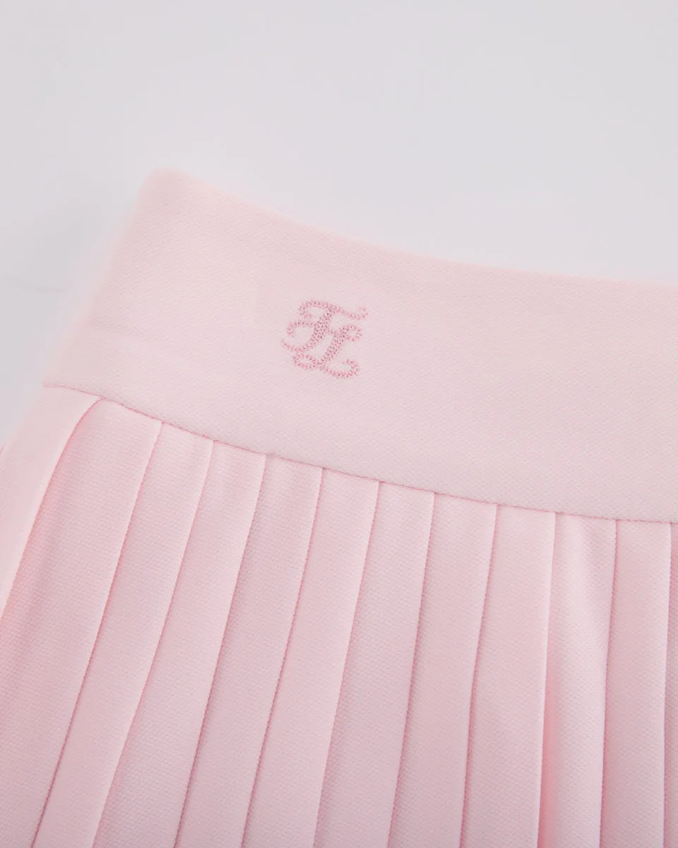 Pique pleated skirt - Pink Ruching Details Adjustable drawstring