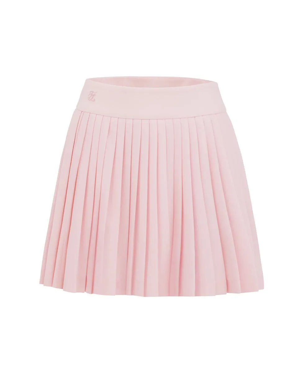 Pique pleated skirt - Pink Laser cut