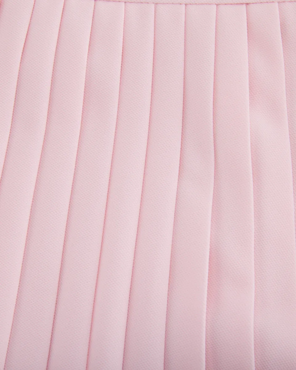 Mid Length Subtle Look Pique pleated skirt - Pink