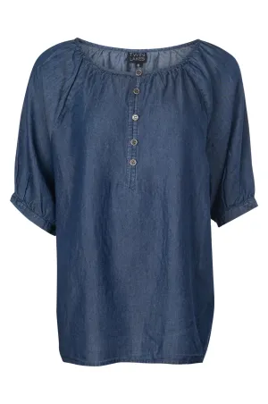 Cozy Layers Warm Hoodie Plain Tencel Top | DARK INDIGO | 6631A1