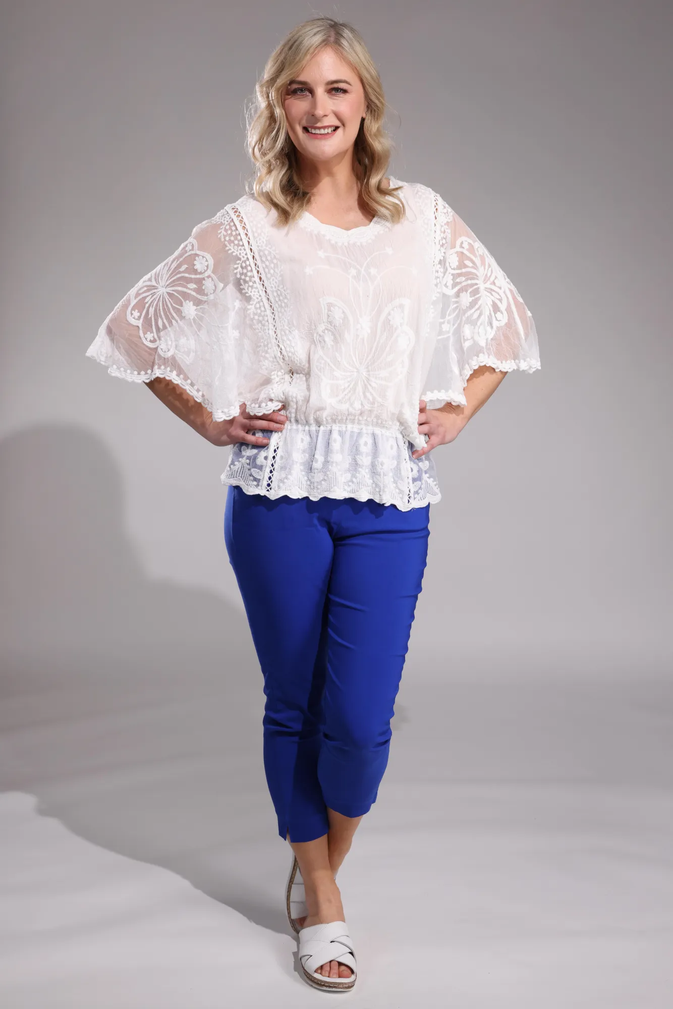 Platinum Bengaline Capri Pants | COBALT | 6305A1 StretchMaterial Workwear