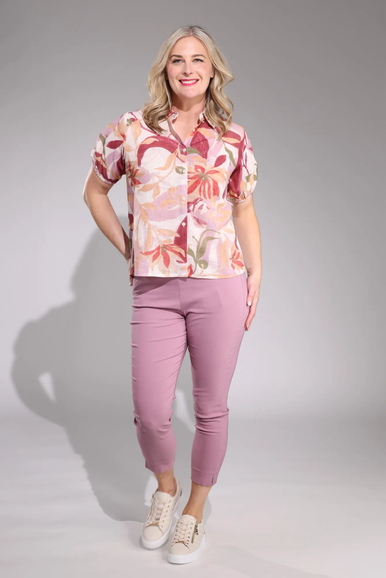Platinum Bengaline Capri Pants | DUSKY ROSE | 6305C1 AntibacterialCoating