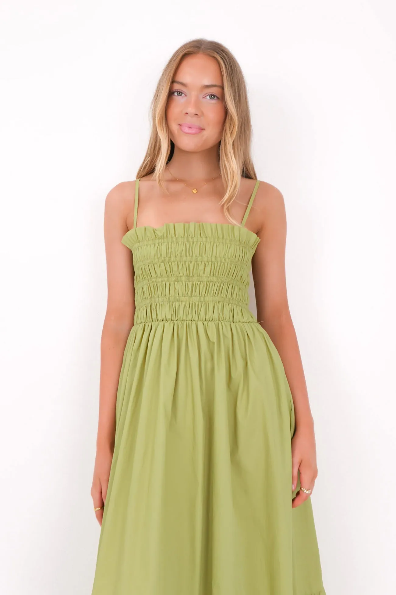 Soft Draping Colette Midi Dress Sage