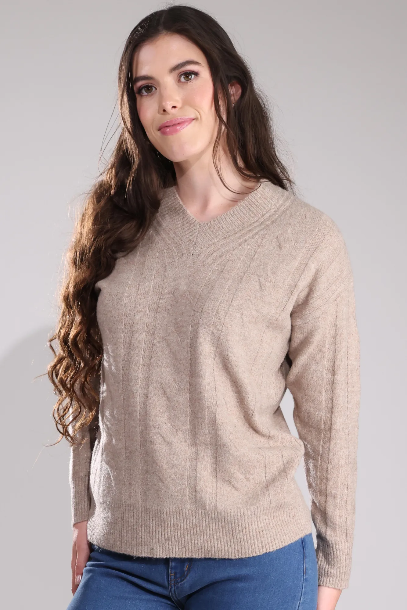 Jumper - Knitwear | NATURAL MARLE | 6876B1 NonIrritating Seams ribbed texture