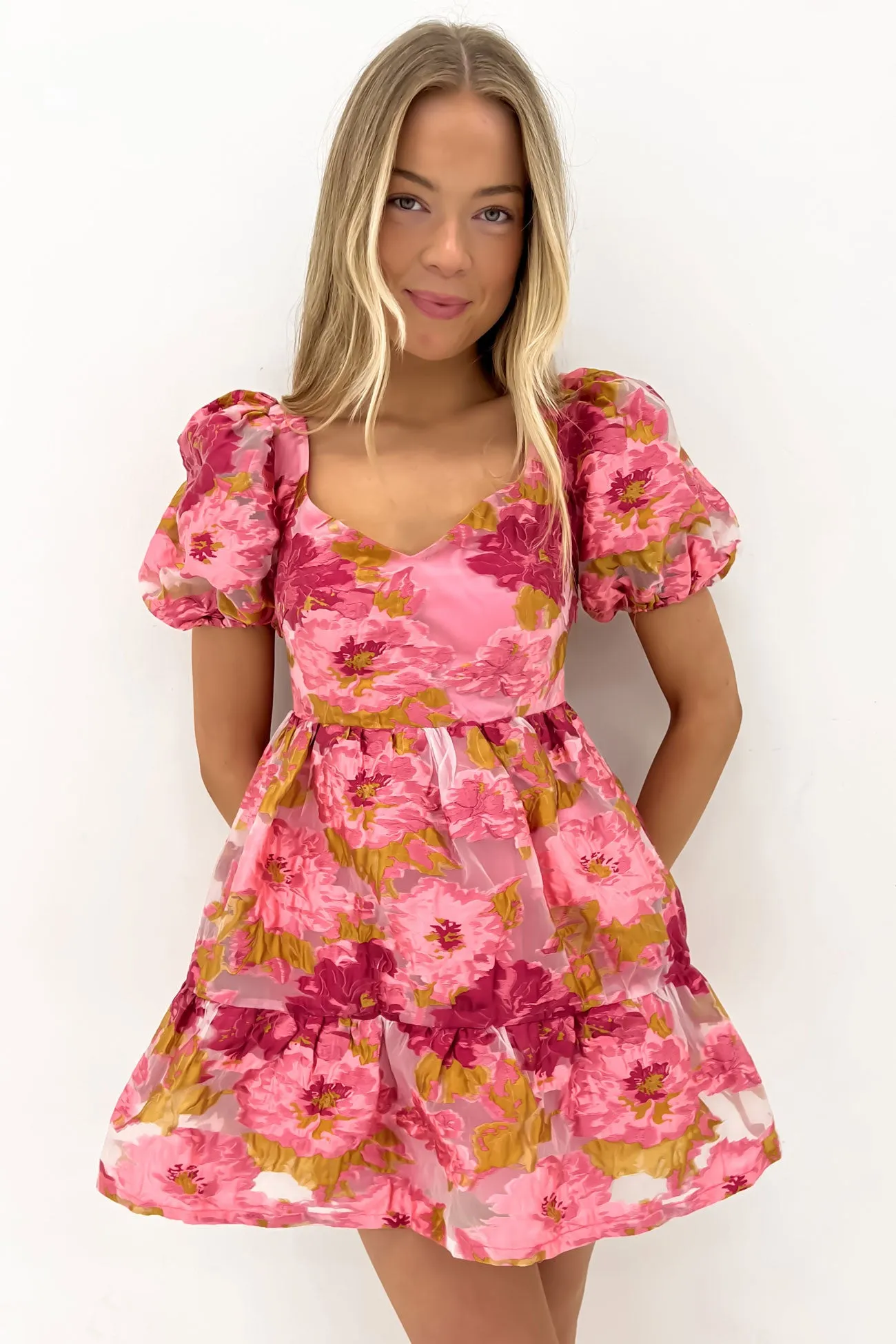 Hensley Mini Dress Pink Art Inspired