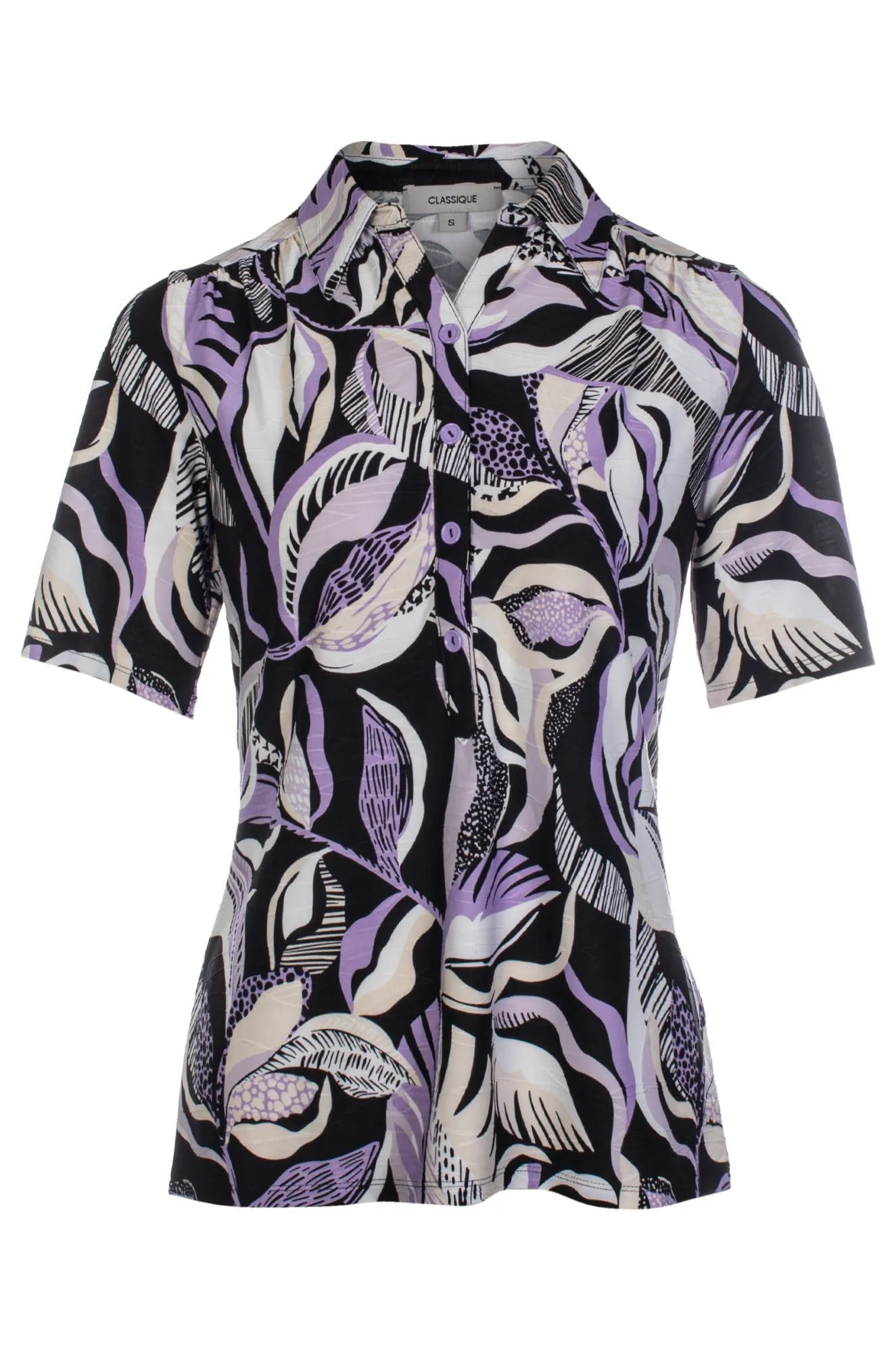 Polo Top | LILAC BLACK GARDEN | 9122C1 Trend Vibe AntiSlip Grip