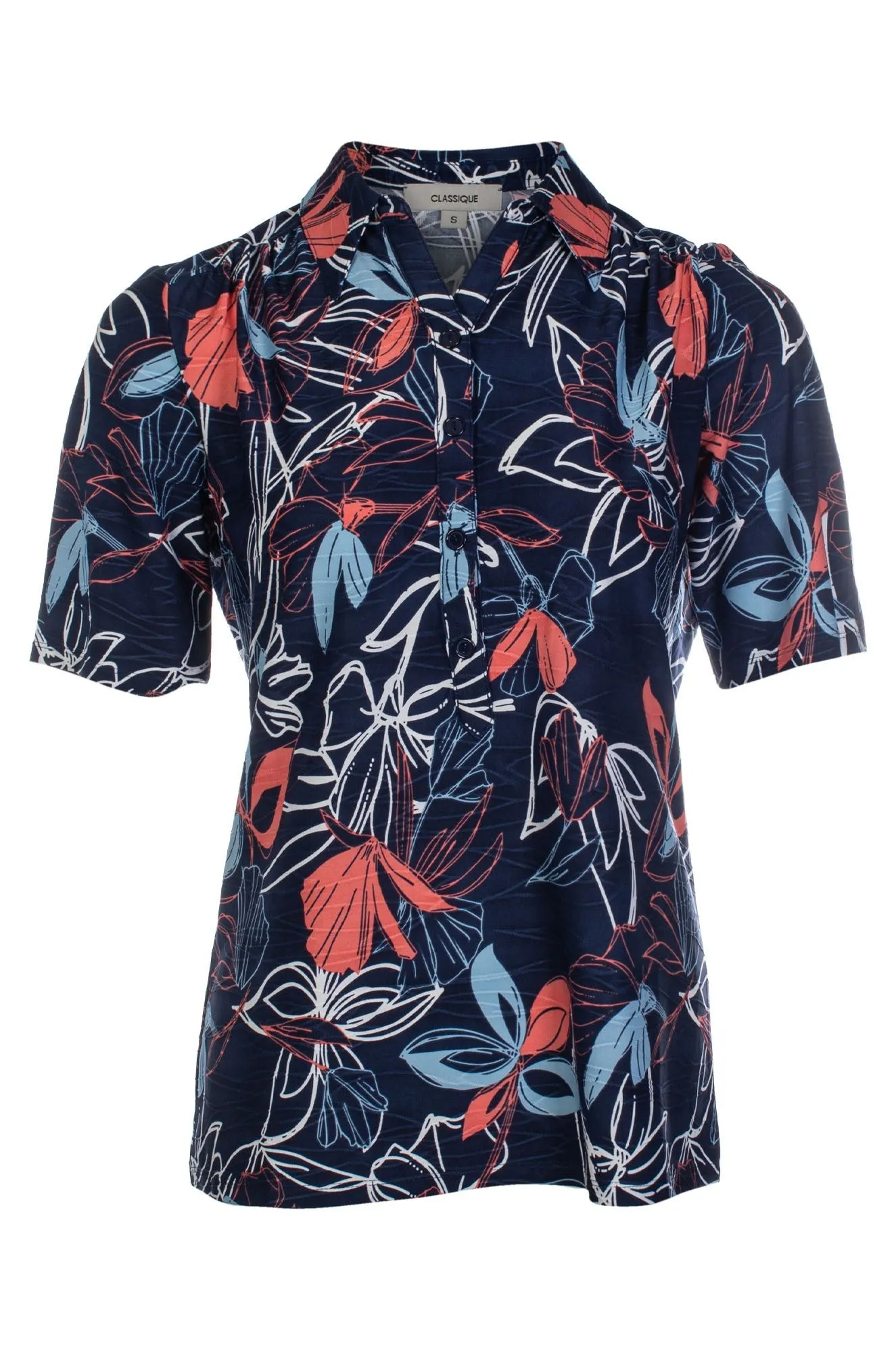 Polo Top | Navy Coral Petals | 9122C1 Prince Core