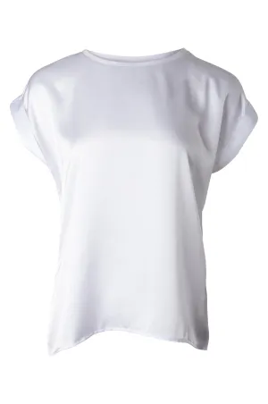 Bio Glow Satin Mix Top with knit back | WHITE | 4512A1