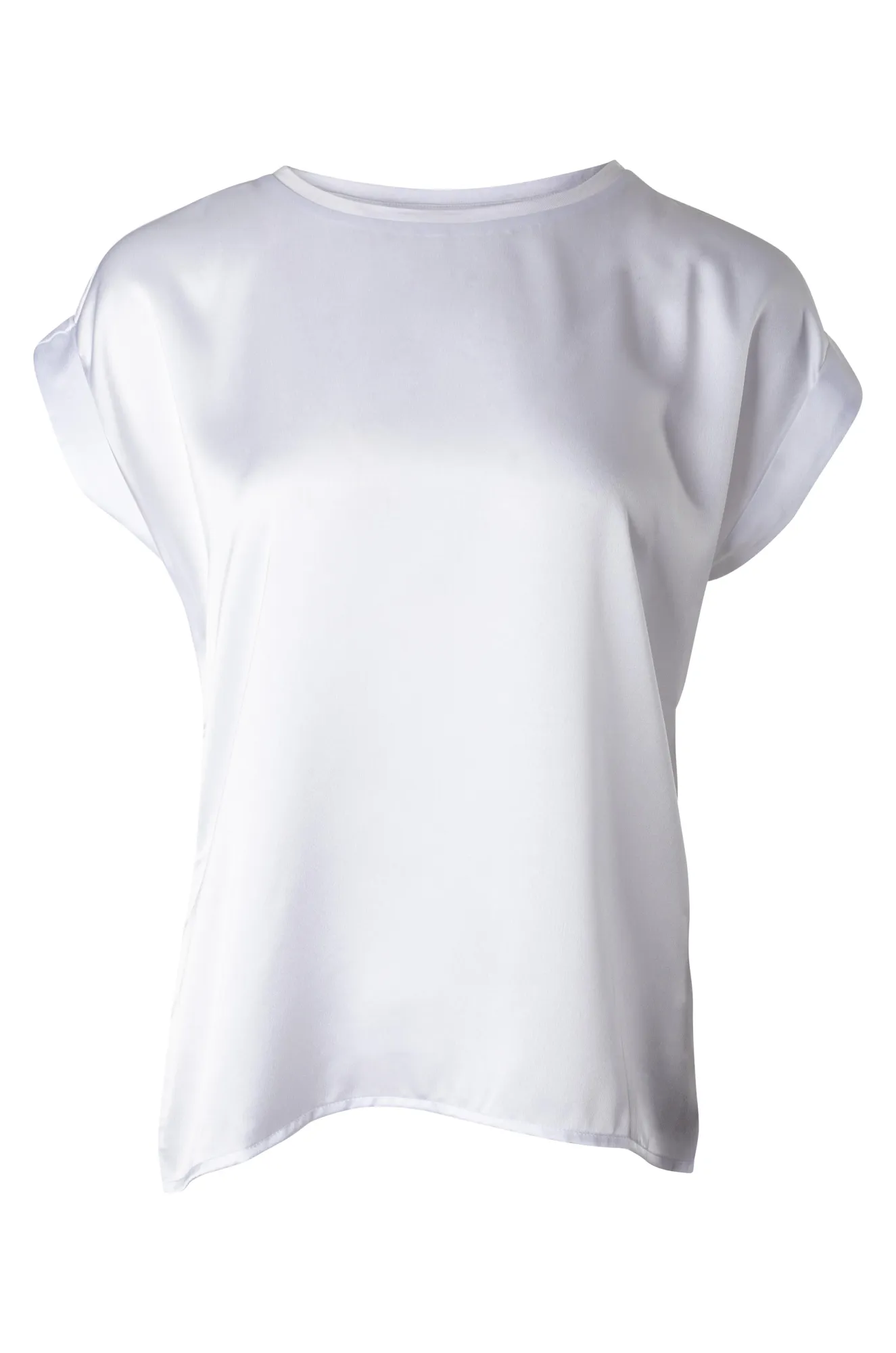 Outdoor Activity Satin Mix Top with knit back | WHITE | 4512A1