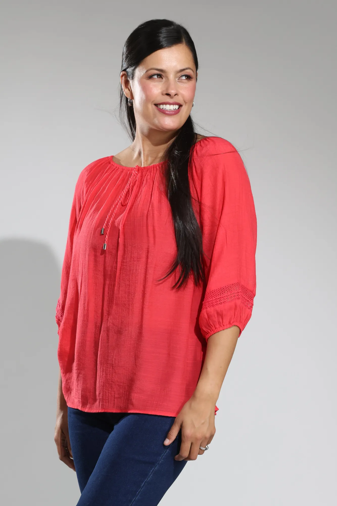 Bardot inspired Top | CORAL | 8826A1 Zoom Proper River Core