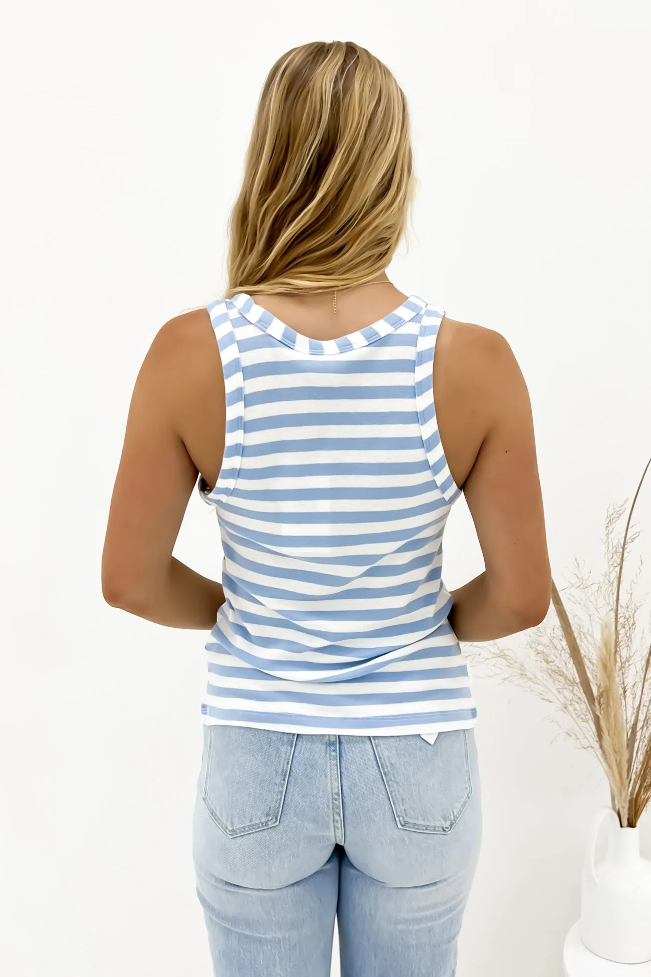 Work Mix Ruth Tank Blue Bell White Stripe
