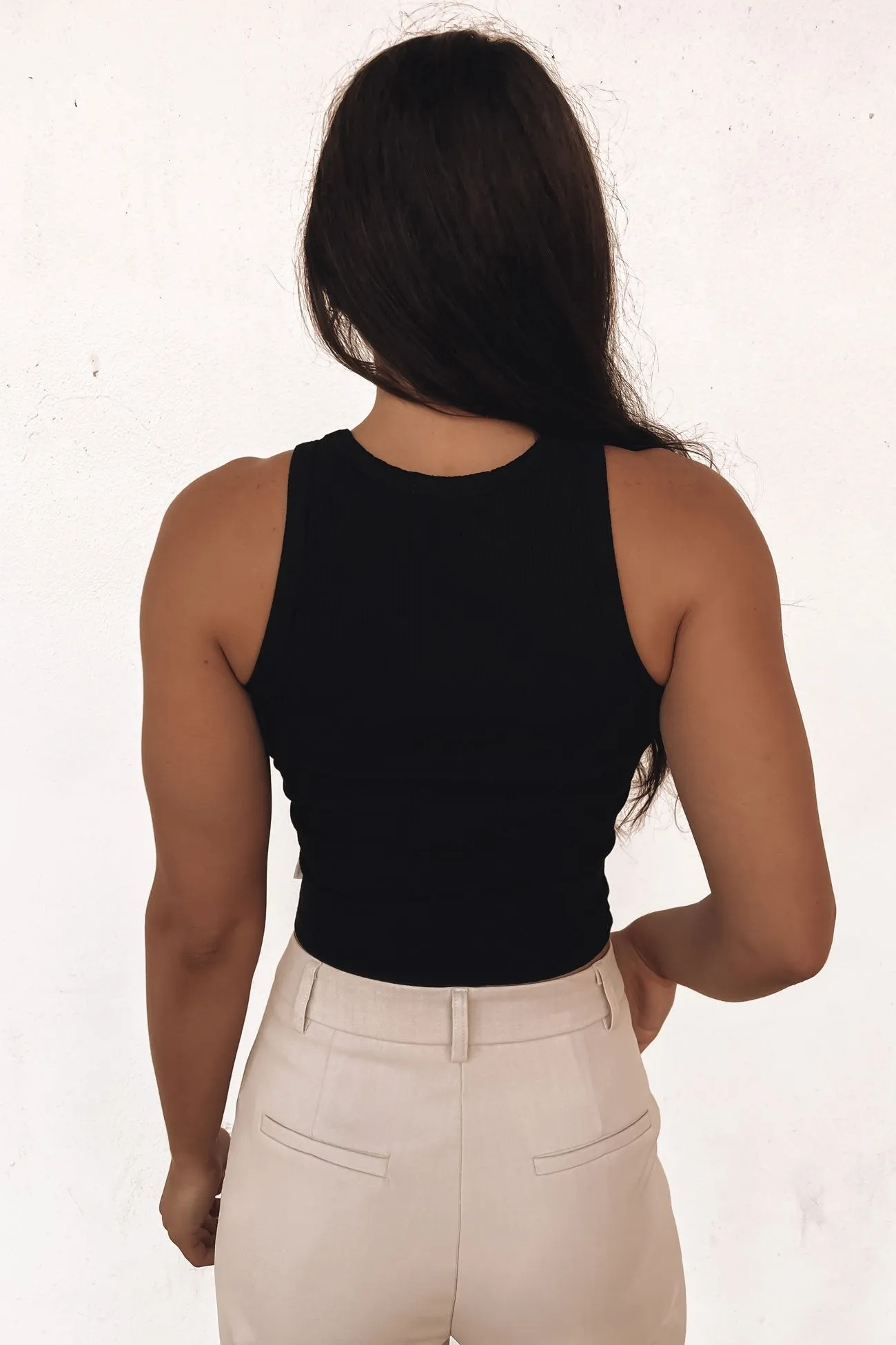 Game Core Cozy Cardigan Zah Core Rib Tank Black