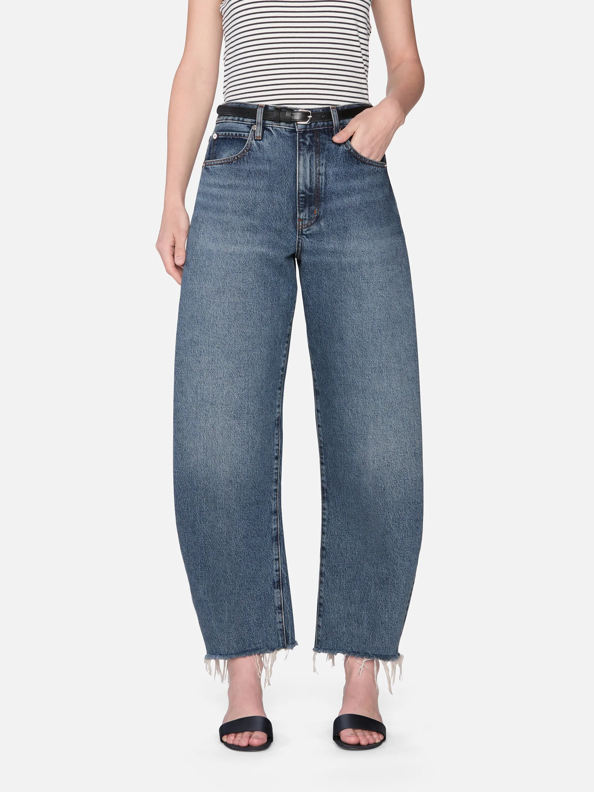 Comfy Movement Modern Utility The Bubble Crop -- Knock Out Raw Fray