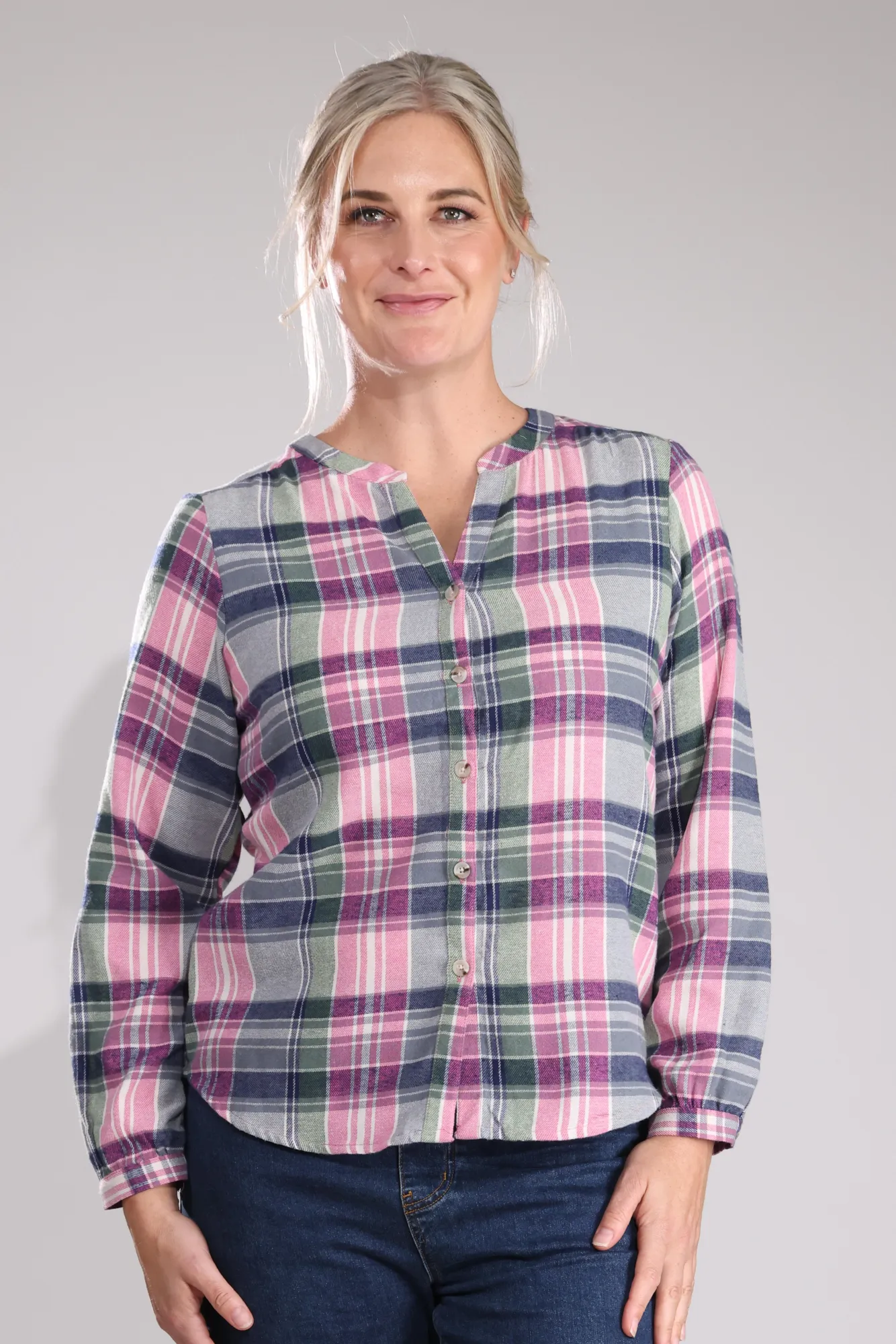 High-End Quality Versatile Design Country Checks Shirt | Olive Pink Check | 6354B1