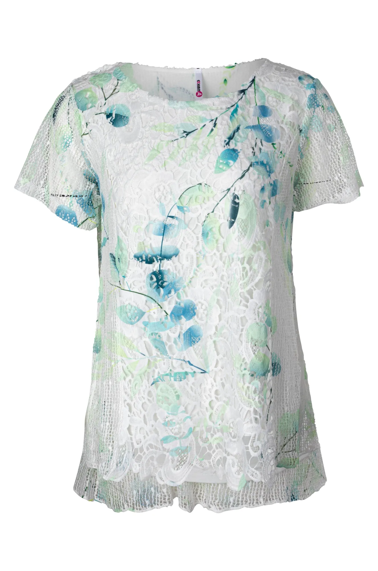 Noble Grace MinimalistStyle Printed Mesh & Lace Top | Green Stem | 3981A1
