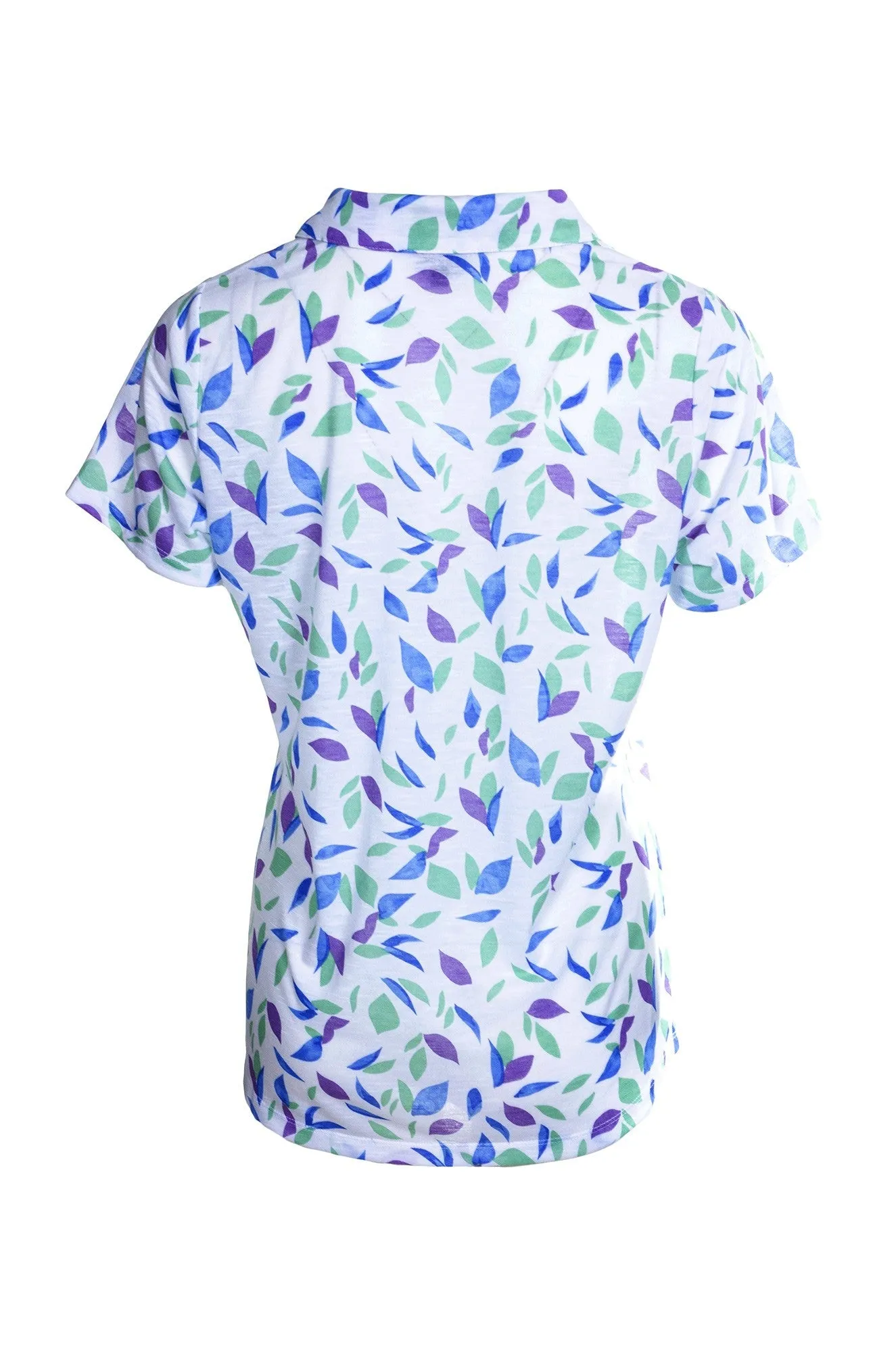 Printed Poly Slub Top with collar | Lilac Sky Leaves | 6744A1 Tribal Soul Calm Ease