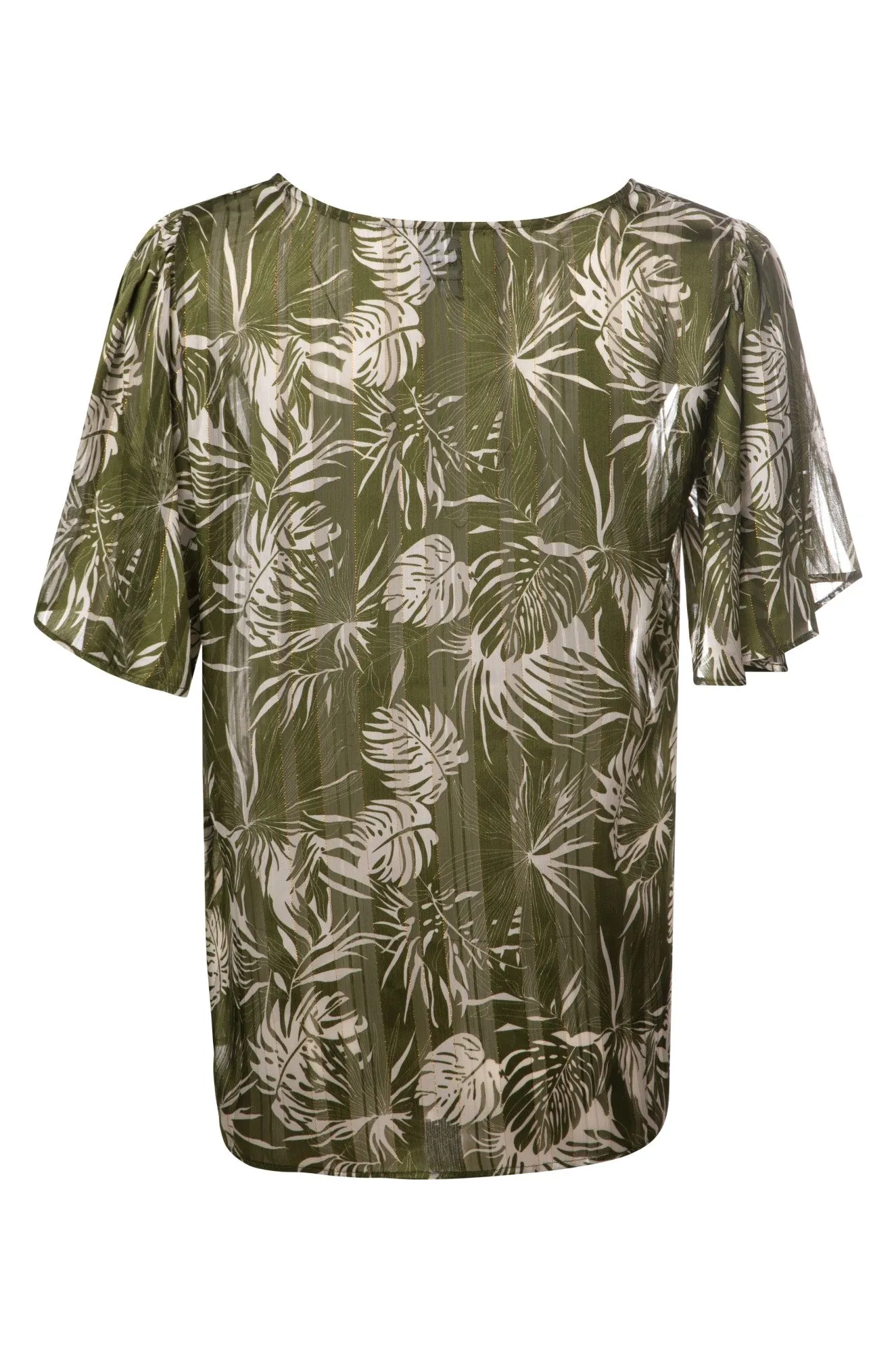 Cozy Pajama Set Printed Ribbon Chiffon Top | OLIVE PALMS | 7121A1