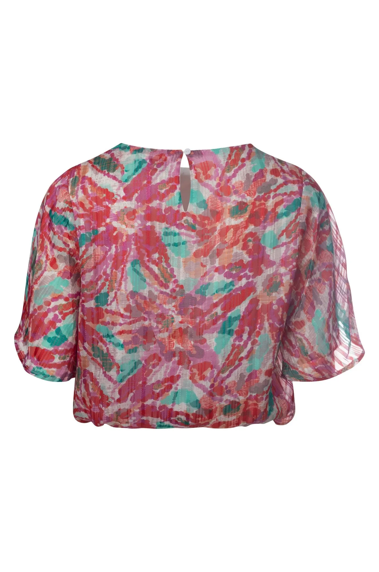Printed Ribbon Chiffon Top | Pink Mint Flower | 8561A1 LayeredPanels Weatherproof Outerwear