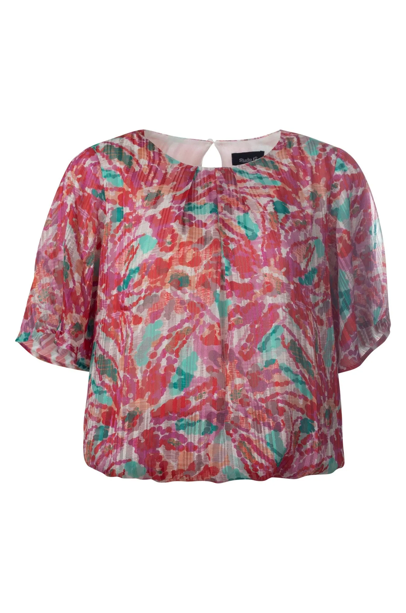 Cozy Layers All-Occasion Wear Printed Ribbon Chiffon Top | Pink Mint Flower | 8561A1
