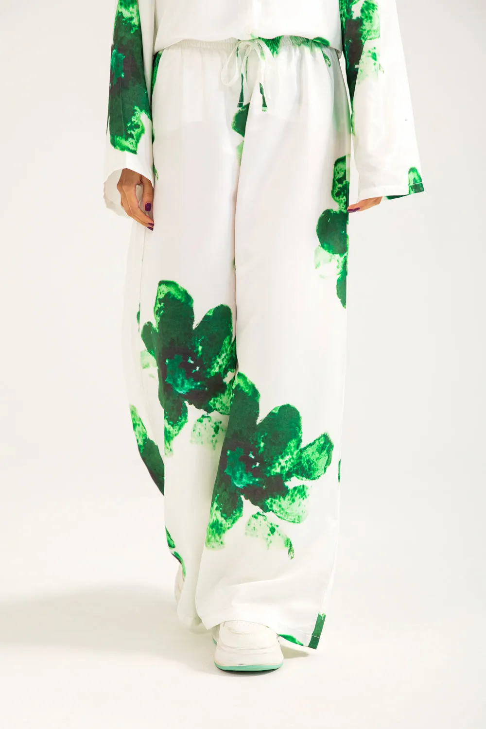 PRINTED SATIN TROUSER Anti Cling Finish