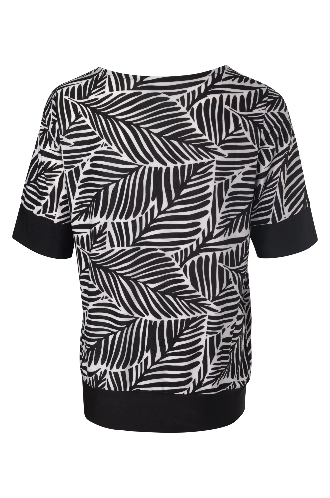 Heavy Silk Printed Slinky Top | Black Ivory Leaf | 7404A1