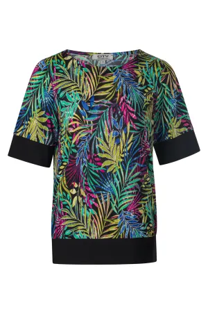 Printed Slinky Top | Cerise Jade Palm Puff | 7404A1 Wave Core PreShrunk Cotton