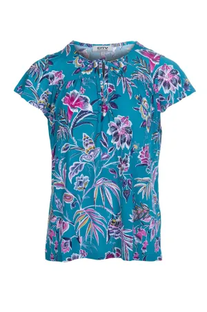 Printed Slinky Top | Jade Pink Garden Puff | 7403A1 Functional Fit