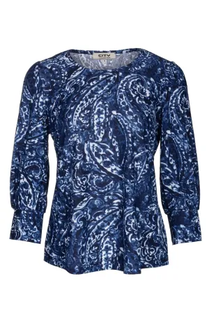 Printed Slinky Top | NAVY PAISLEY | 7401B1 Cozy Design