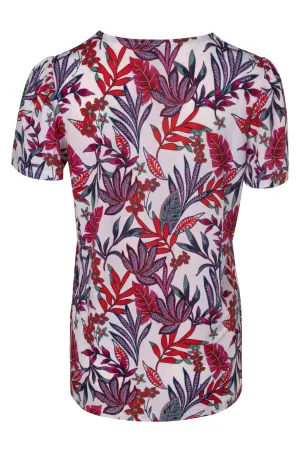 All-Occasion DurableWeave Printed Slinky Top with | Red White Palm Puff | 7405A1