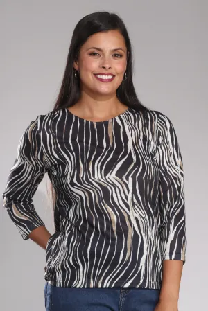 Printed Slub Top | Black Natural Wave | 6801B1 Cool Hooded Jacket Push Edge