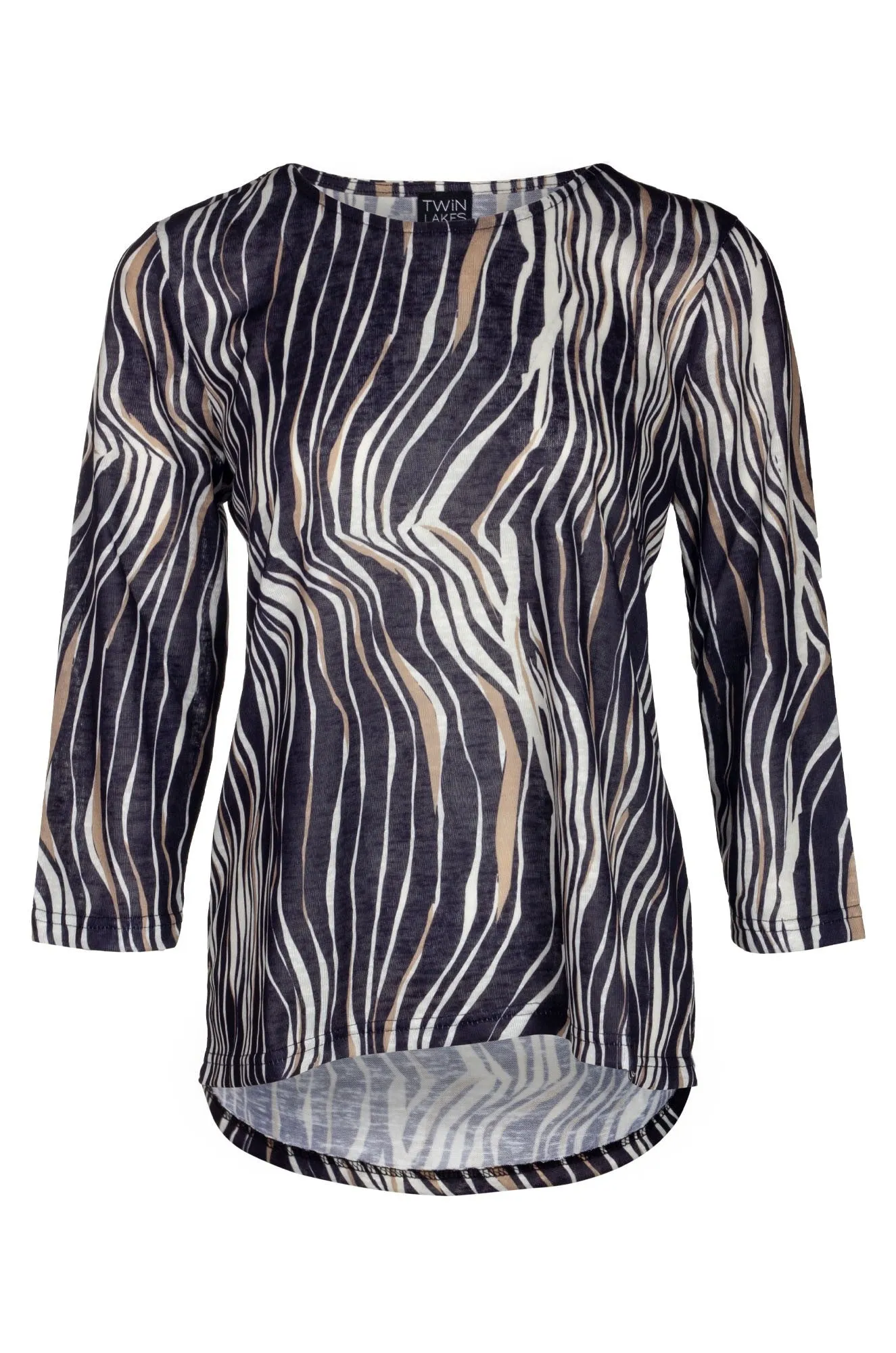 UltraSoft Texture Printed Slub Top | Black Natural Wave | 6801B1