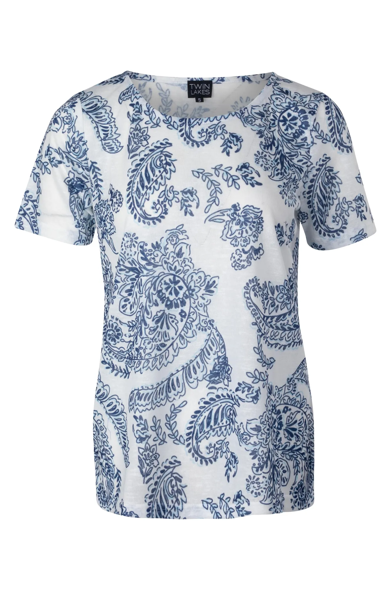 Printed Slub Top | BLUES PAISLEY | 6791A1 Hotel Style