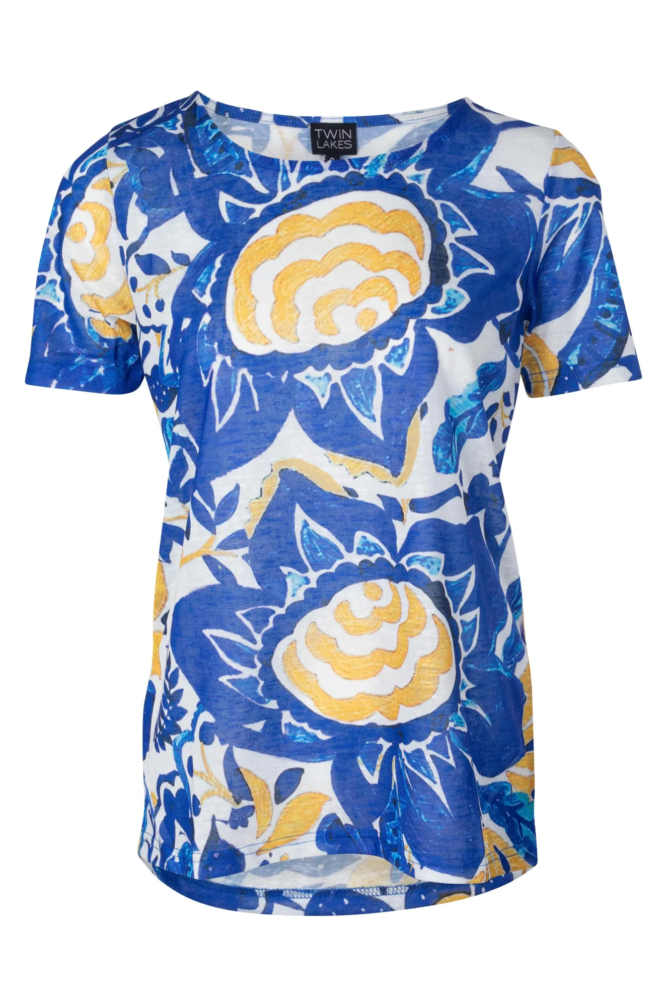 Printed Slub Top | Blues Sun Floral | 6791A1 Simple Top Casual Comfort