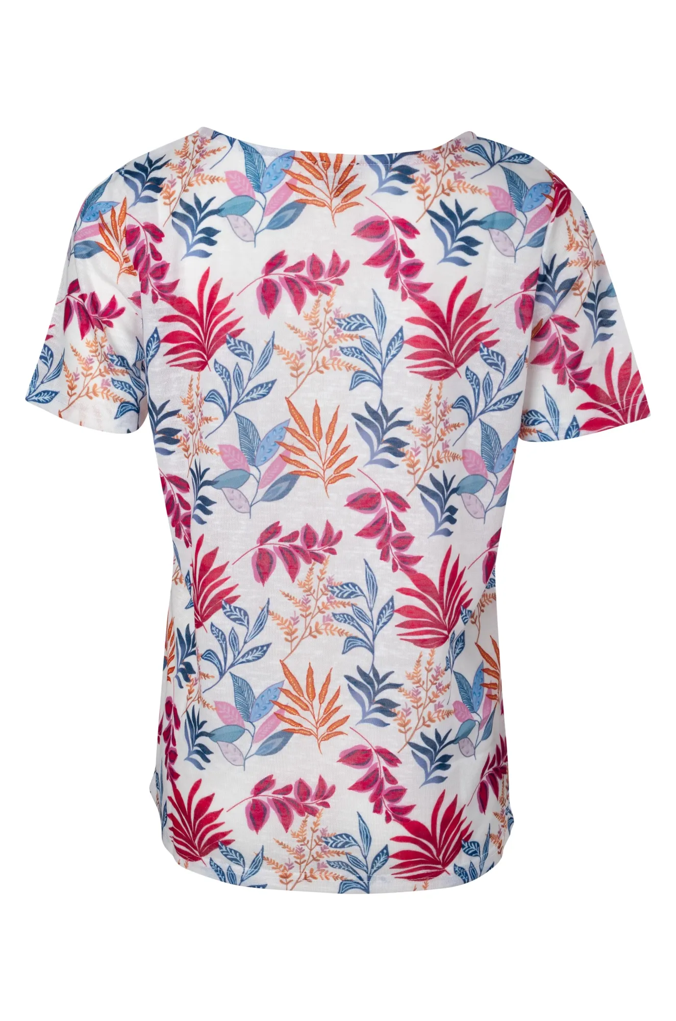 Printed Slub Top | Cerise Orange Leaf | 6791A1 Casual Fit