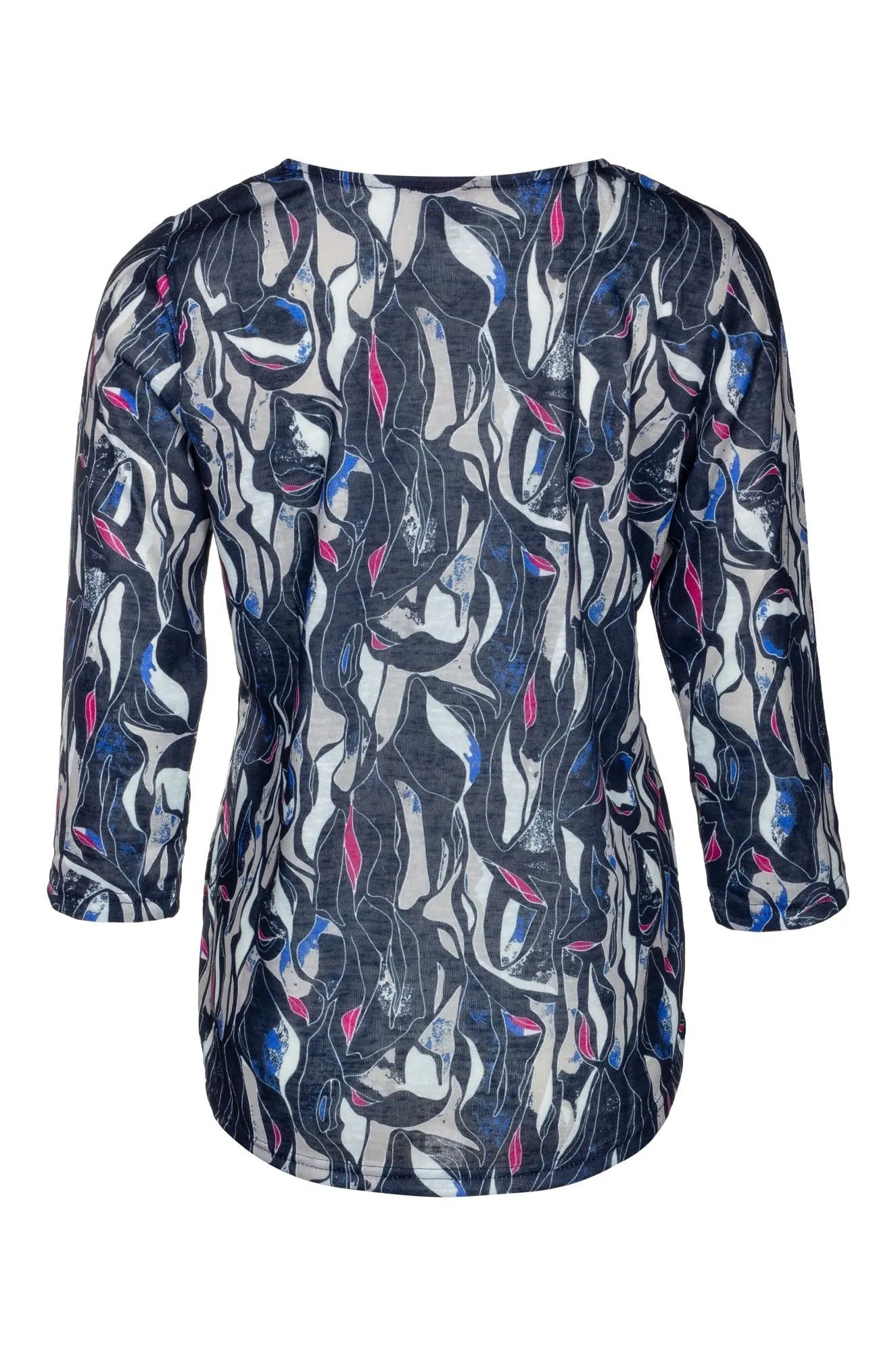 Cold Weather Wear Fashion Accessory Printed Slub Top | Navy Ivory Abstract | 6801B1