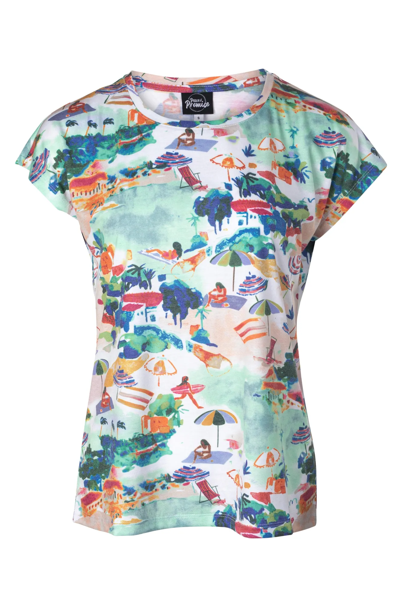 Easy Outfit Printed Top with cap sleeve | Amalfi Coast | 7201A1