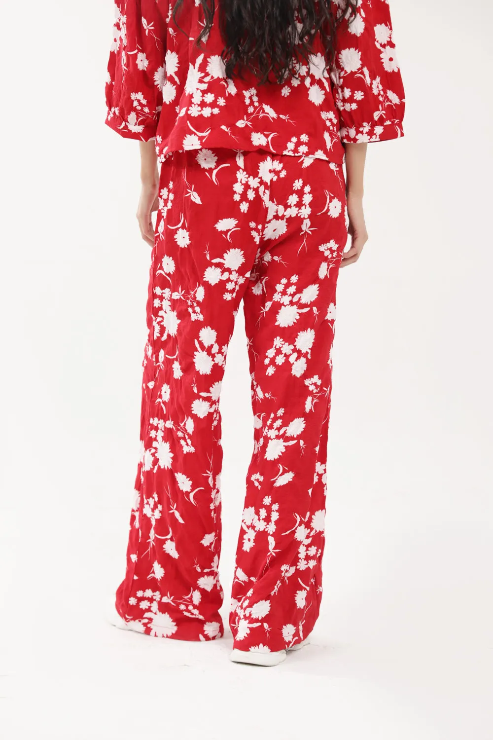 PRINTED WIDE LEG TROUSERS Cotton comfort ReinforcedSeams