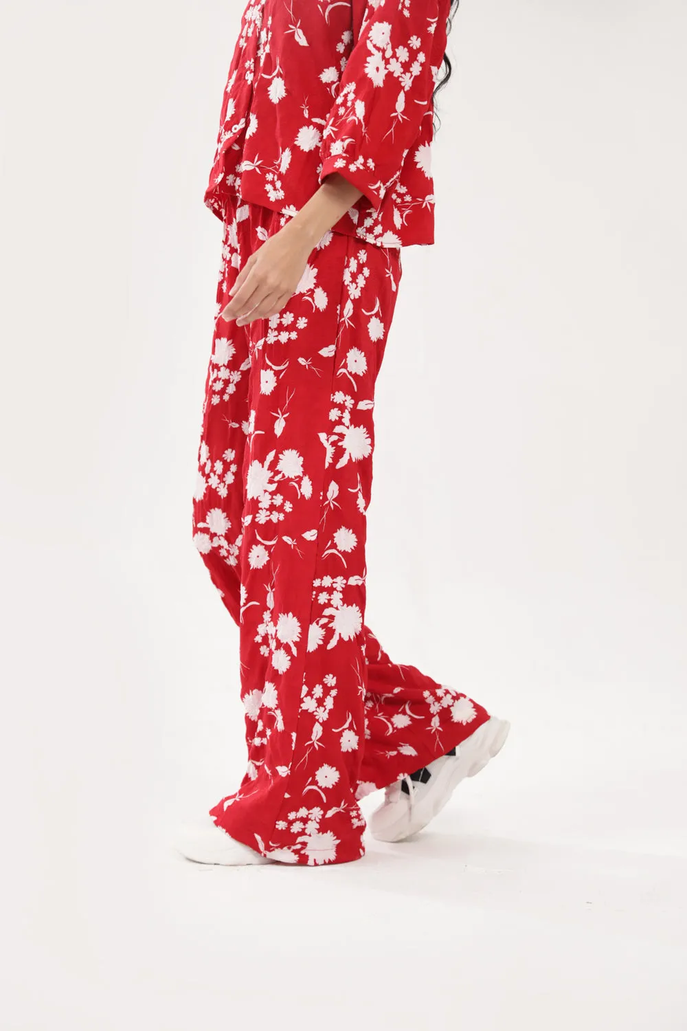 Layering Piece Work Ready PRINTED WIDE LEG TROUSERS