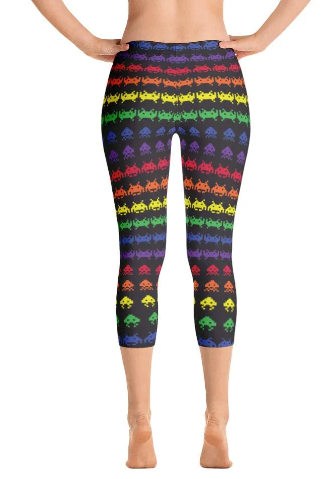 ReadyGOLF: Invaders from Space Womens Capri Leggings School Sports Unisex Style Cycling Trip High Waist