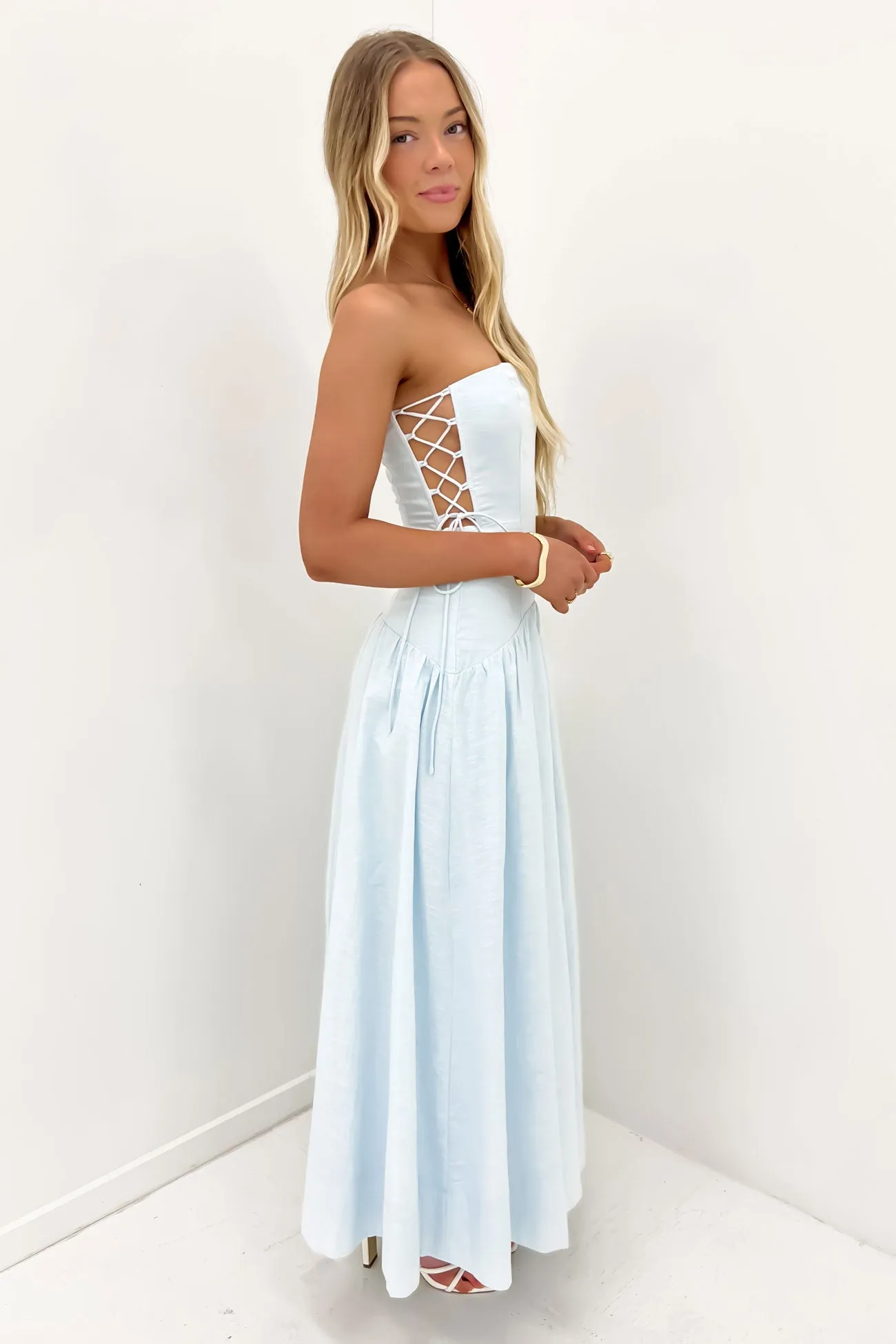 Pixie Midi Dress Blue Perfectly Styled Sleek Waist Design Fit