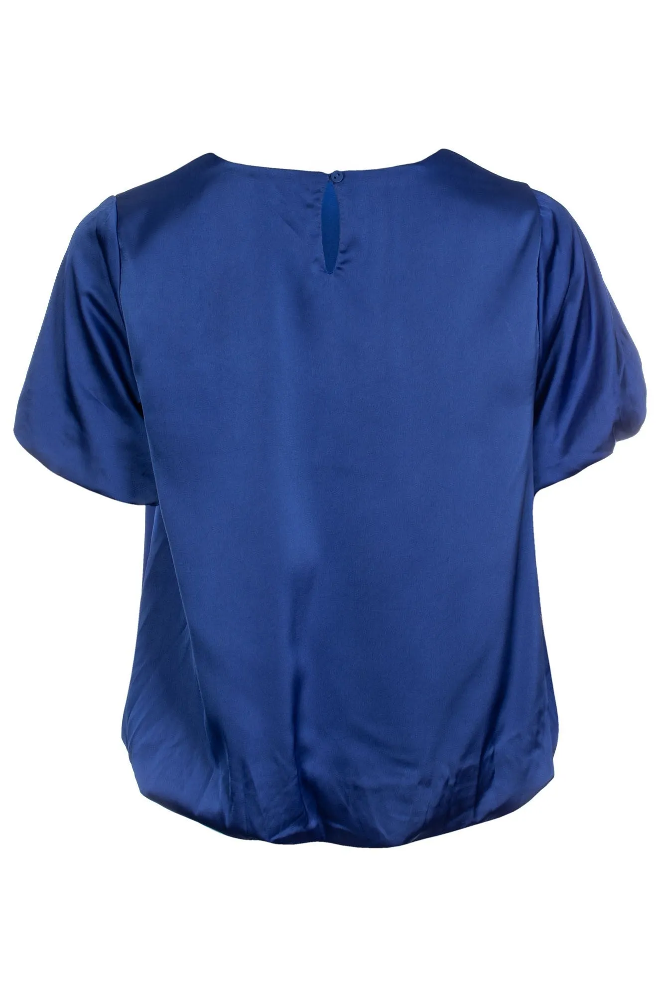 Elegant Pants Vision Fit Puff-Sleeve Satin Top | Blue Iris | 4491C1