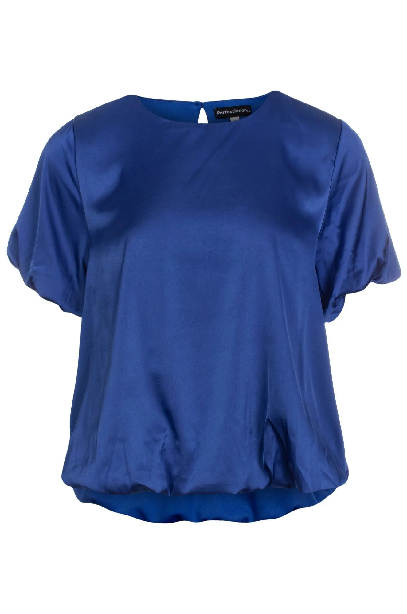 Casual Polo Essential Tee Puff-Sleeve Satin Top | Blue Iris | 4491C1