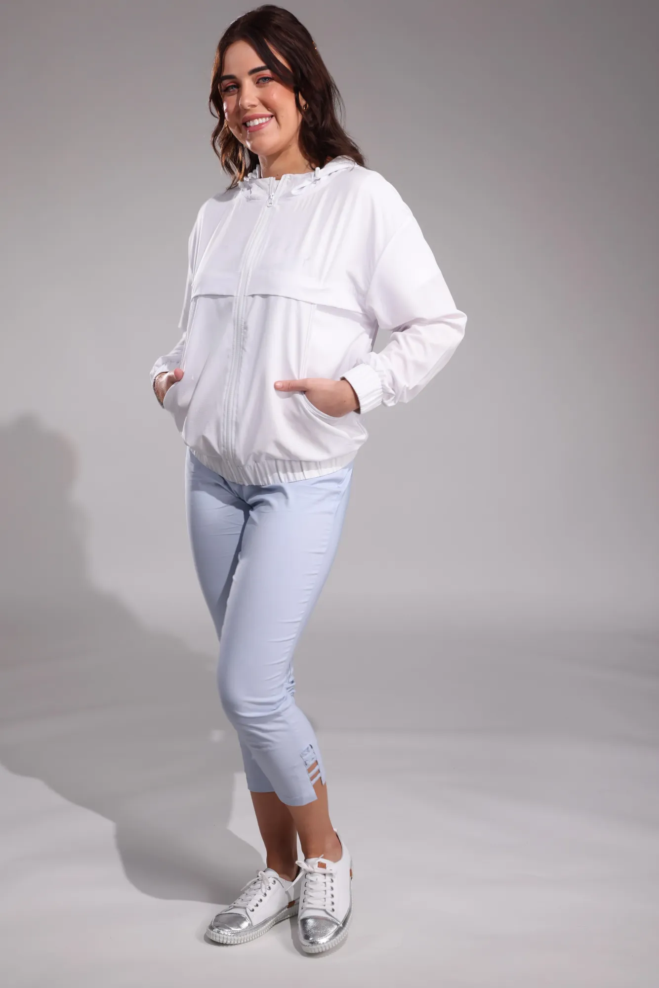 Soft Waistband Pull on Micro Stretch Capri Pants | ICE BLUE | 2165A1