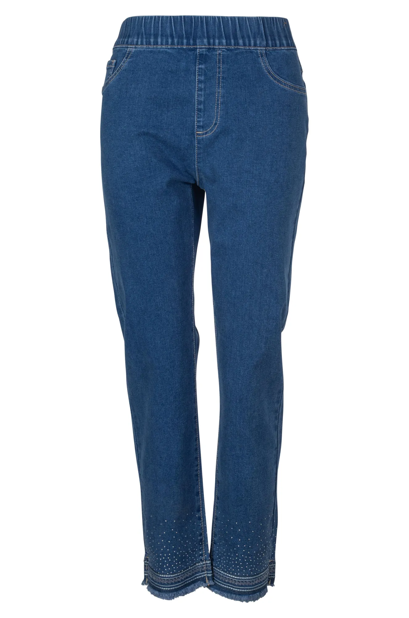 Timeless Fit Performance Ready Pull on Wonder Denim Capri Jeans | MID INDIGO | 6624A1
