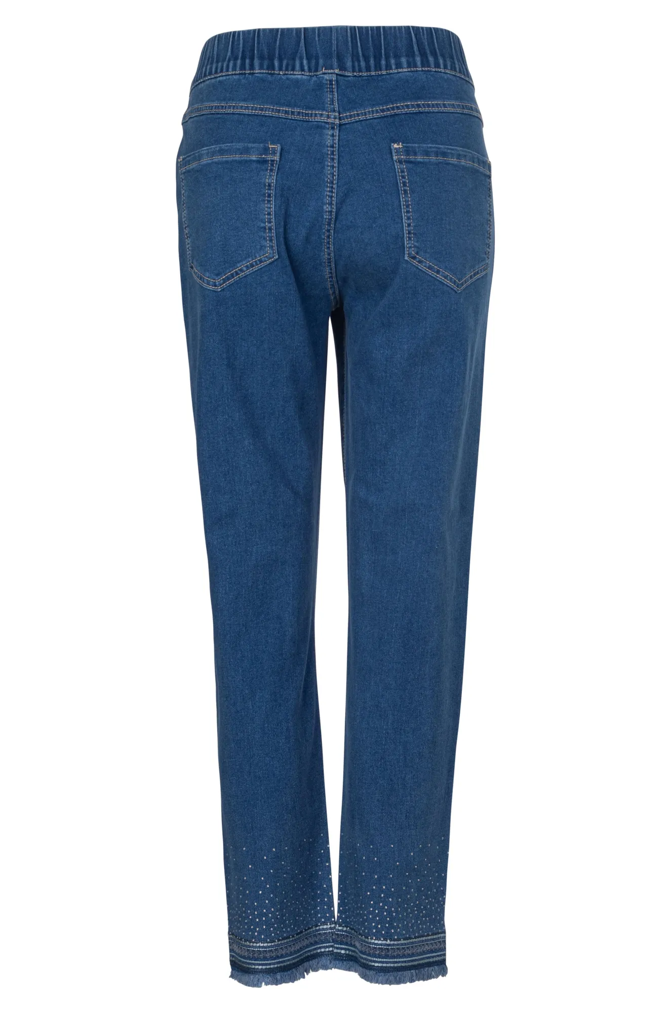 Relaxed Look SecureClosures Pull on Wonder Denim Capri Jeans | MID INDIGO | 6624A1